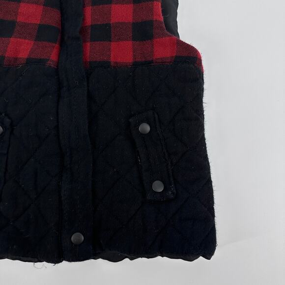 Tommy Bahama Buffalo Check Plaid Toddler Vest Red Black Zip Snap Boys 2T - Picture 3 of 7
